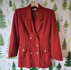 Chic Red Double-Breasted Women's Blazer